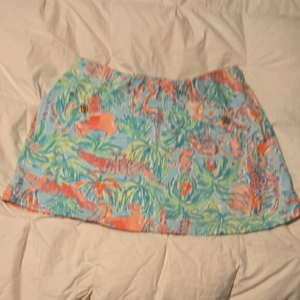 Lilly Pulitzer A-Line Mini Skirt in Green and Orange Resort Wear